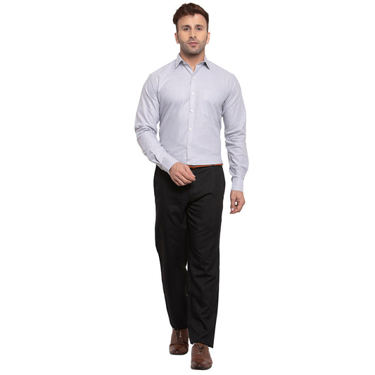 Copperline Men Grey Solid Slim Fit Formal Shirt Copperline