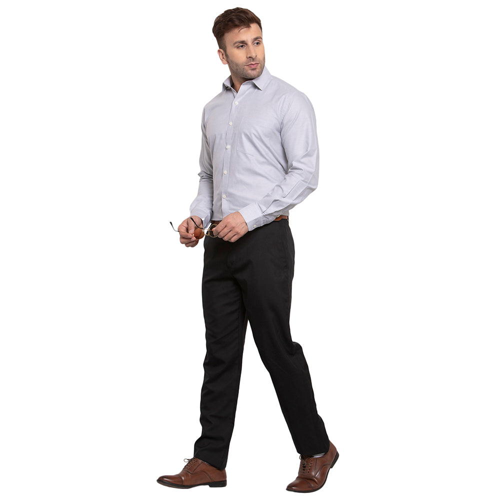Copperline Men Grey Solid Slim Fit Formal Shirt Copperline