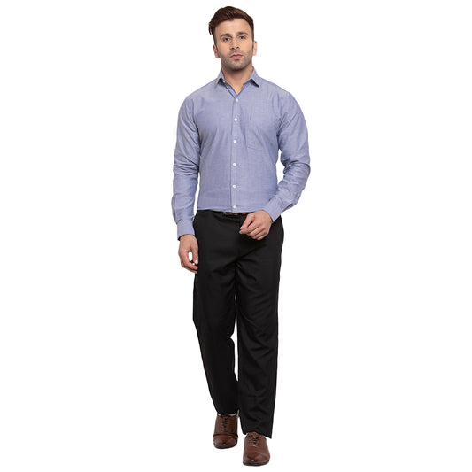 Copperline Men Navy Blue Solid Slim Fit Formal Shirt Copperline