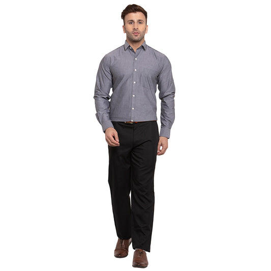 Copperline Men Black Solid Slim Fit Formal Shirt Copperline