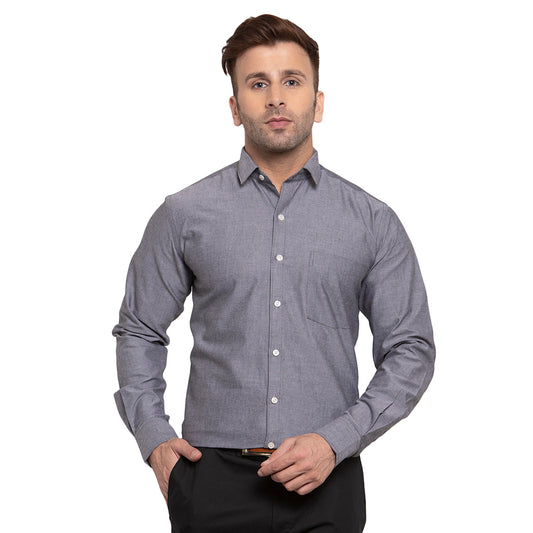 Copperline Men Black Solid Slim Fit Formal Shirt Copperline
