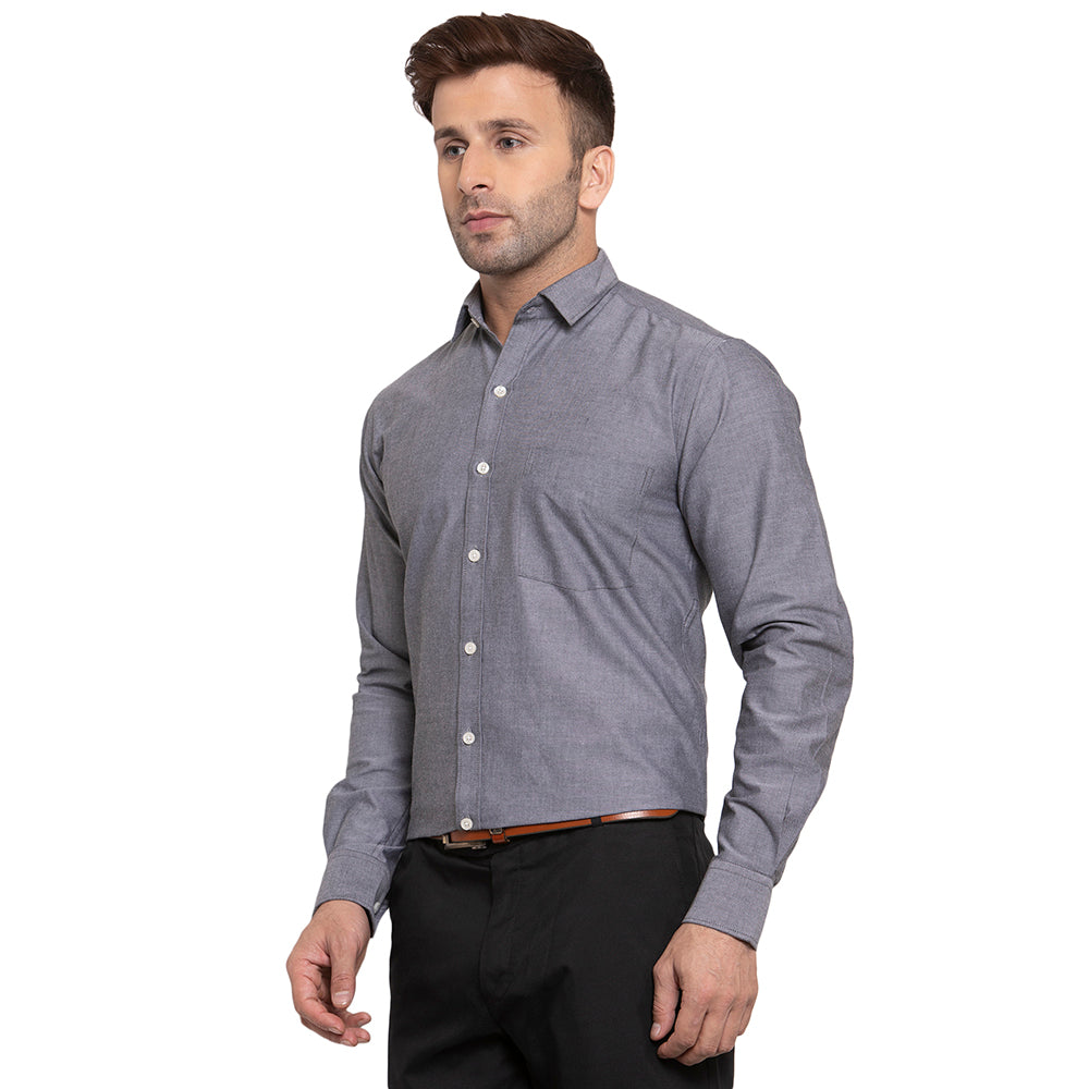 Copperline Men Black Solid Slim Fit Formal Shirt Copperline