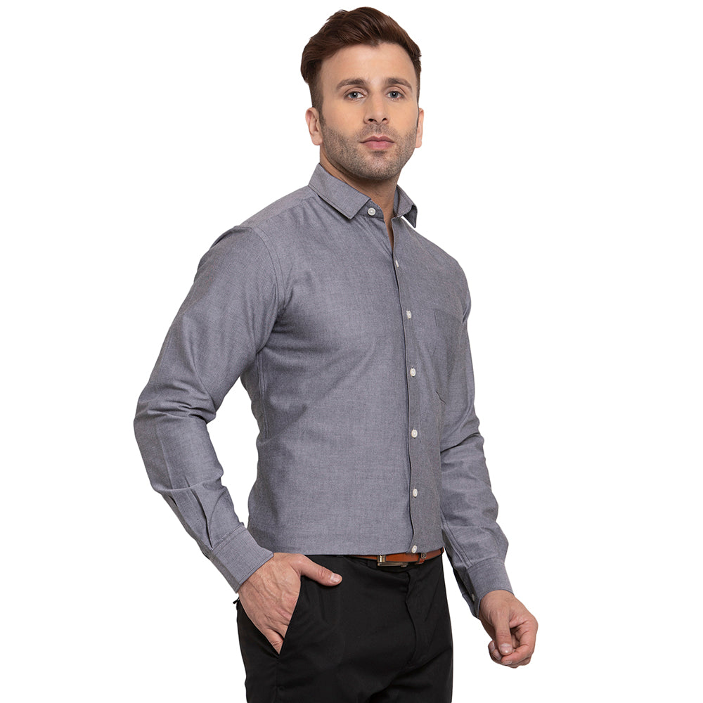 Copperline Men Black Solid Slim Fit Formal Shirt Copperline