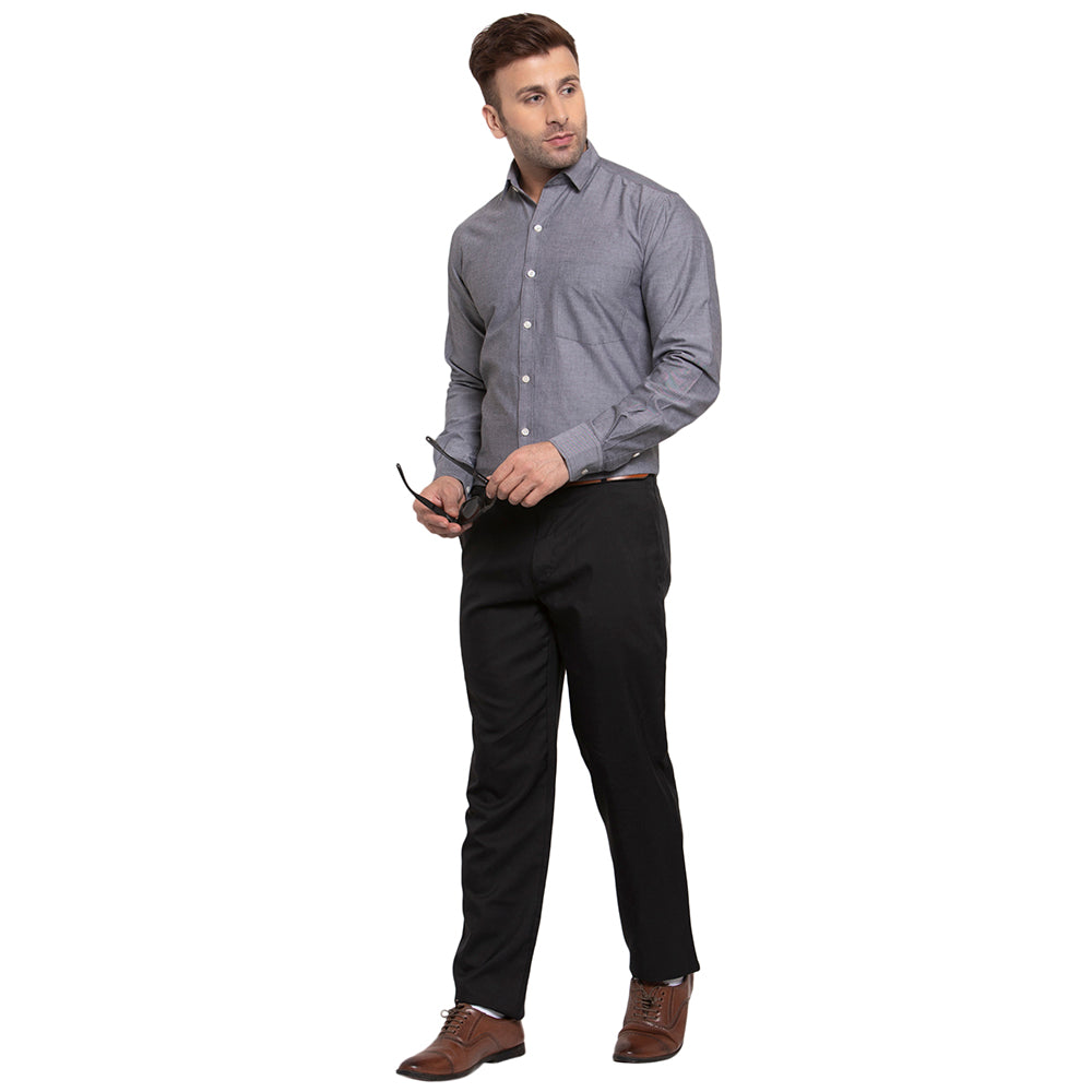 Copperline Men Black Solid Slim Fit Formal Shirt Copperline