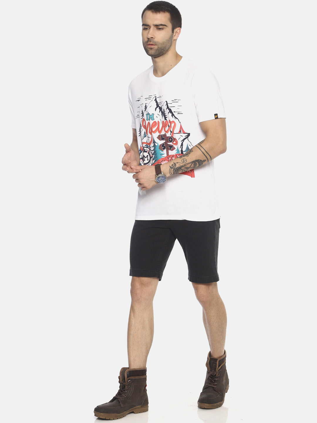 Wolfpack Men White Printed T-Shirt Wolfpack