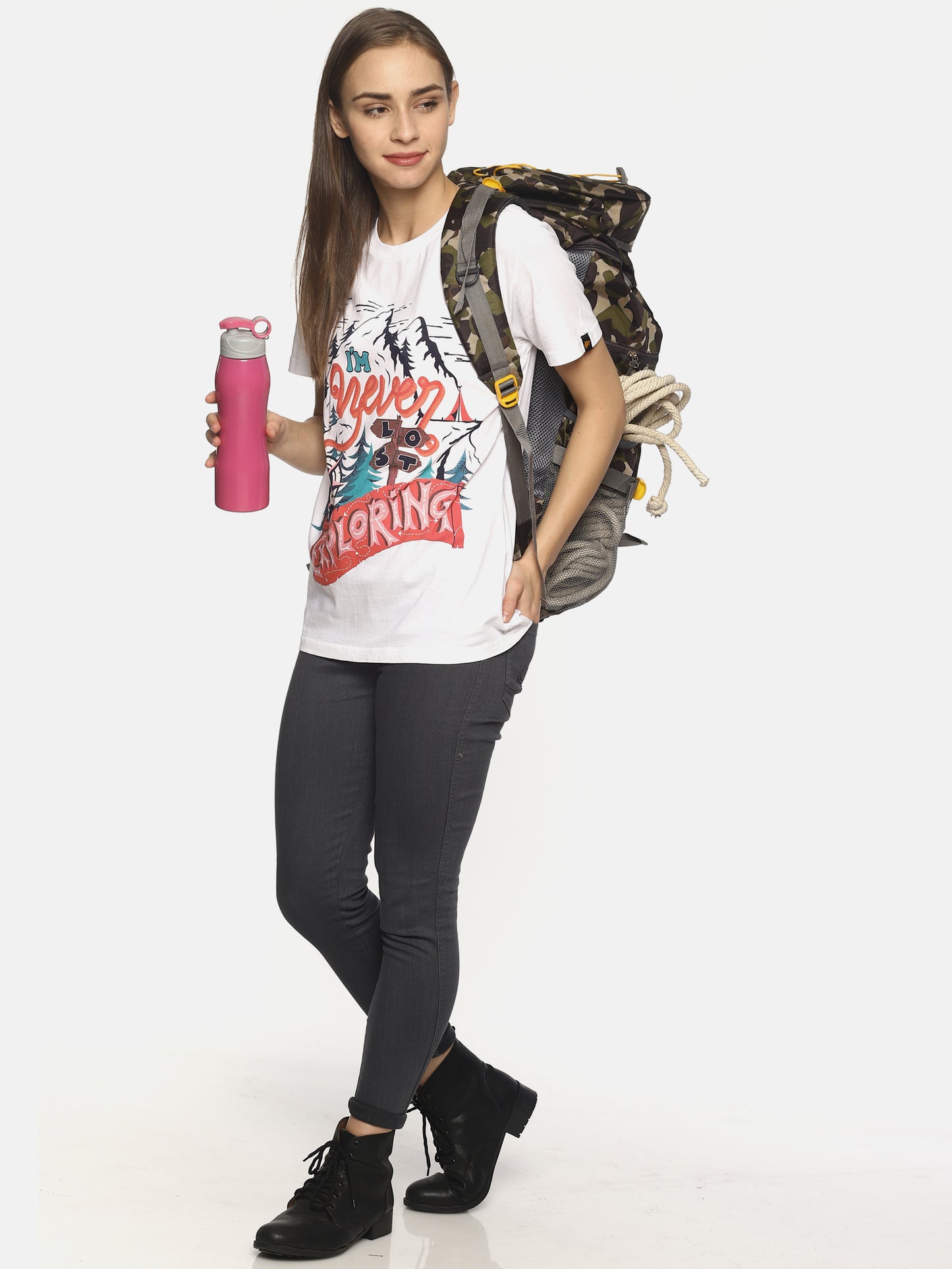 Wolfpack Women White Printed Exploring T-Shirt Wolfpack