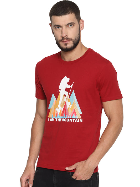 Wolfpack Men Red Printed Round Neck T-Shirt Wolfpack