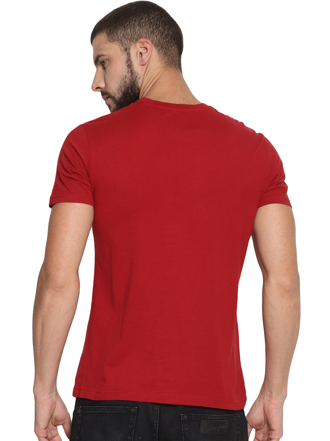 Wolfpack Men Red Printed Round Neck T-Shirt Wolfpack