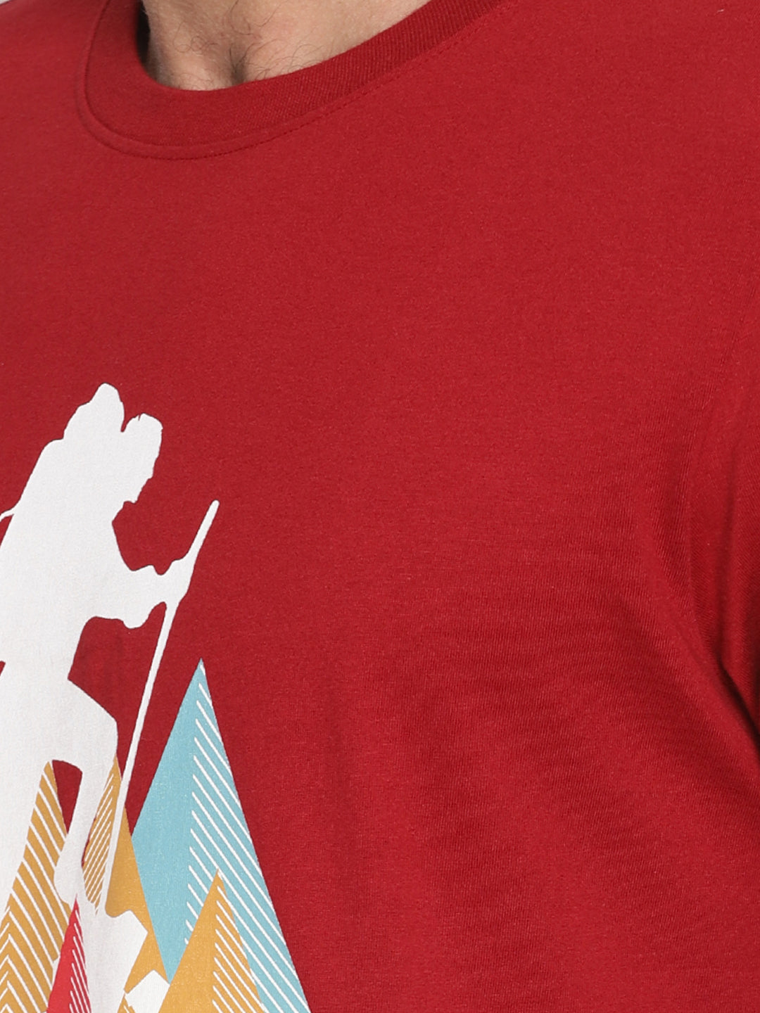 Wolfpack Men Red Printed Round Neck T-Shirt Wolfpack