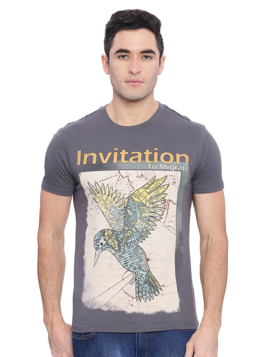 Wolfpack Men Dark Grey Printed T-Shirt Wolfpack