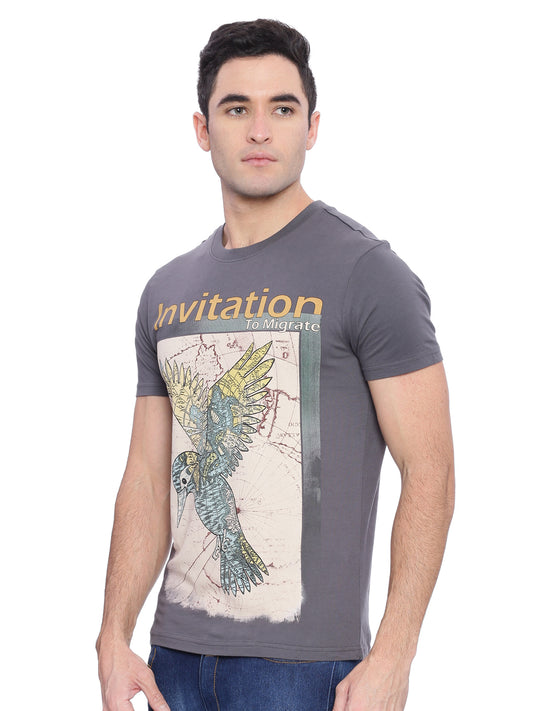 Wolfpack Men Dark Grey Printed T-Shirt Wolfpack