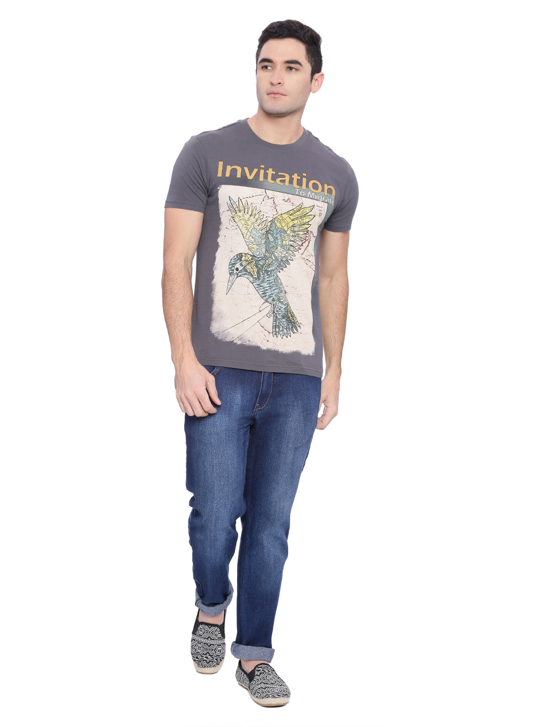 Wolfpack Men Dark Grey Printed T-Shirt Wolfpack