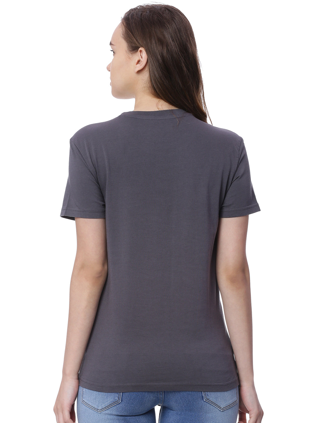 Wolfpack Women Dark Grey Printed T-Shirt Wolfpack