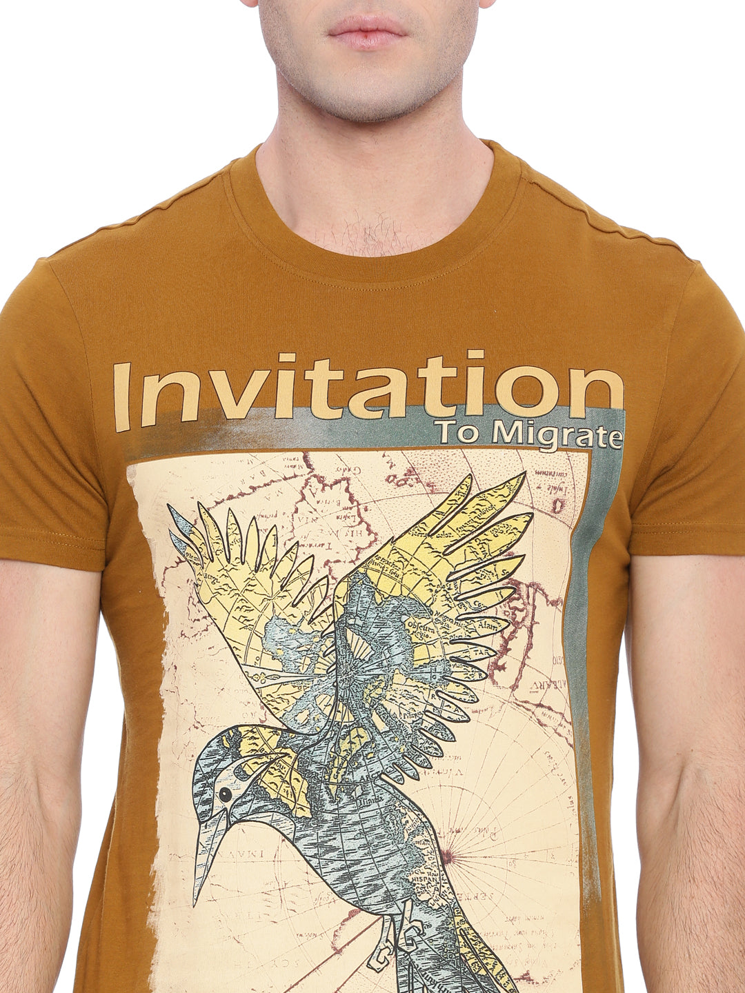 Wolfpack Men Brown Printed T-Shirt Wolfpack