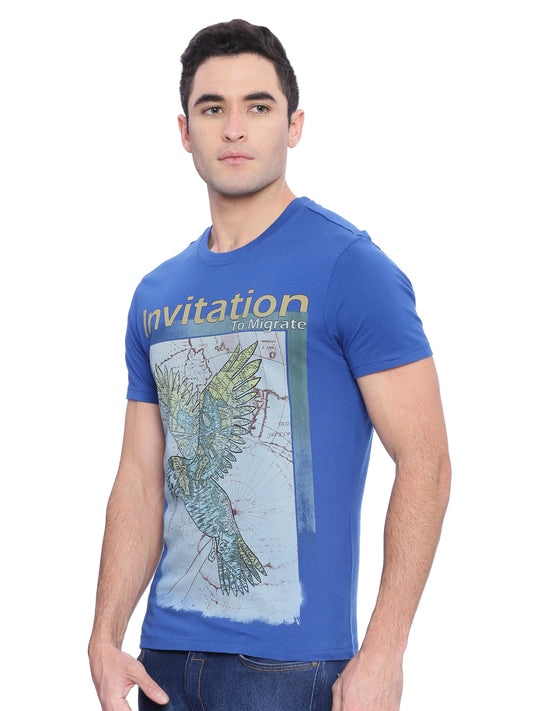 Wolfpack Men Royal Blue Printed T-Shirt Wolfpack