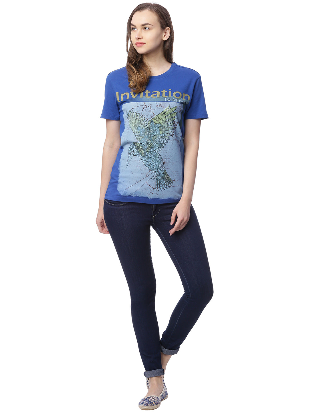 Wolfpack Women Royal Blue Printed T-Shirt Wolfpack