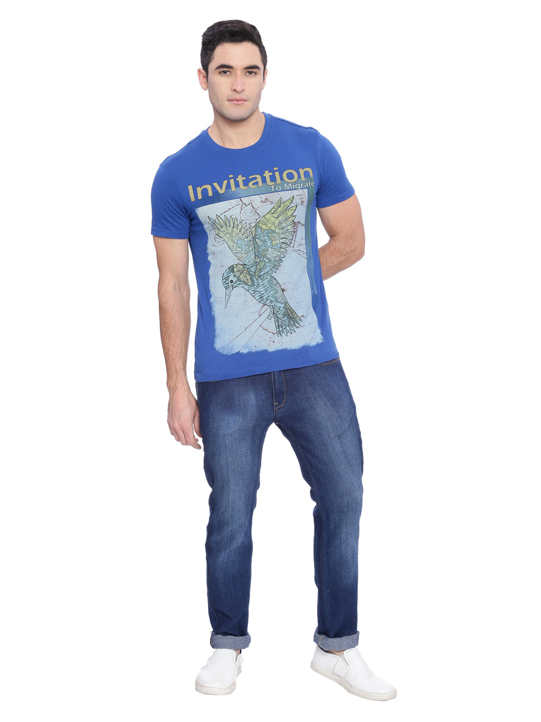 Wolfpack Men Royal Blue Printed T-Shirt Wolfpack