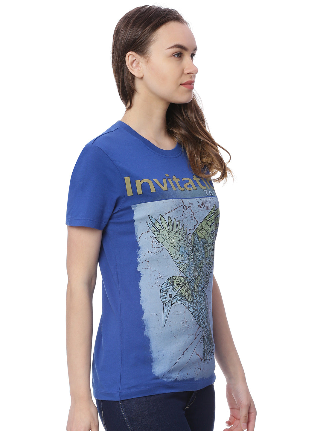Wolfpack Women Royal Blue Printed T-Shirt Wolfpack