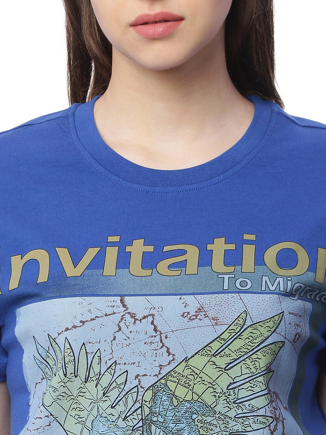 Wolfpack Women Royal Blue Printed T-Shirt Wolfpack