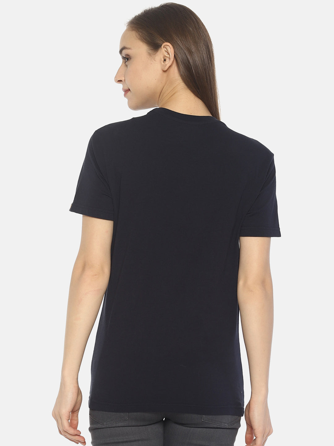 Wolfpack Women Navy Blue Printed Biking T-Shirt Wolfpack