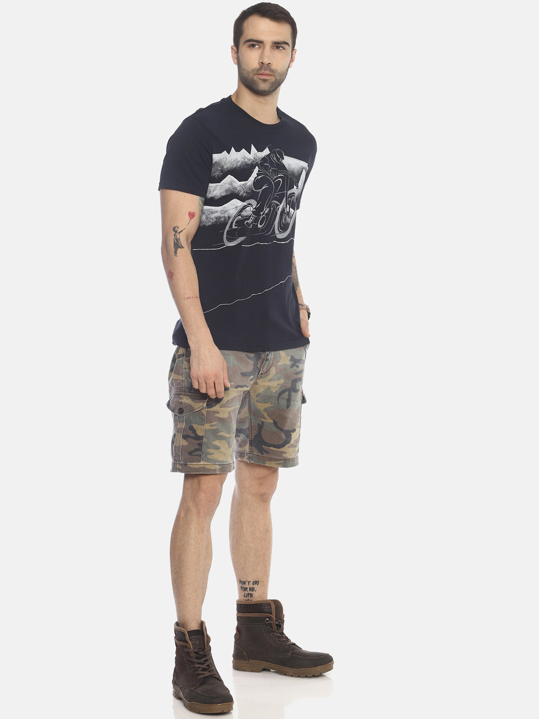 Wolfpack Men Navy Blue Printed T-Shirt Wolfpack