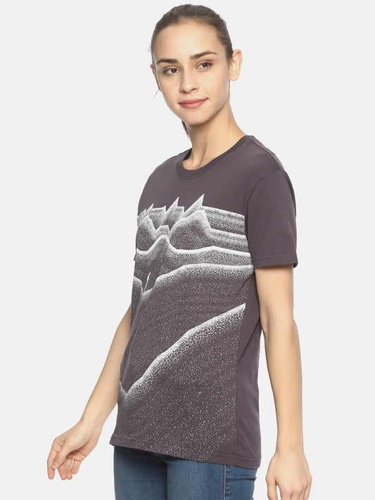 Wolfpack Women Dark Grey Printed T-Shirt Wolfpack
