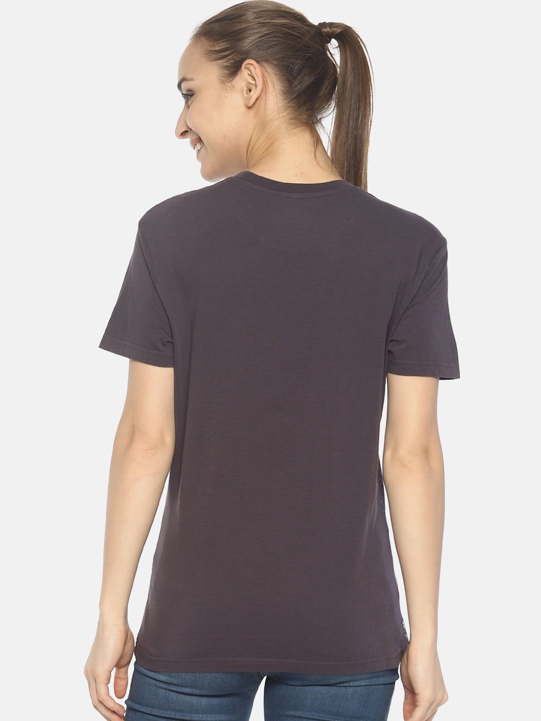 Wolfpack Women Dark Grey Printed T-Shirt Wolfpack