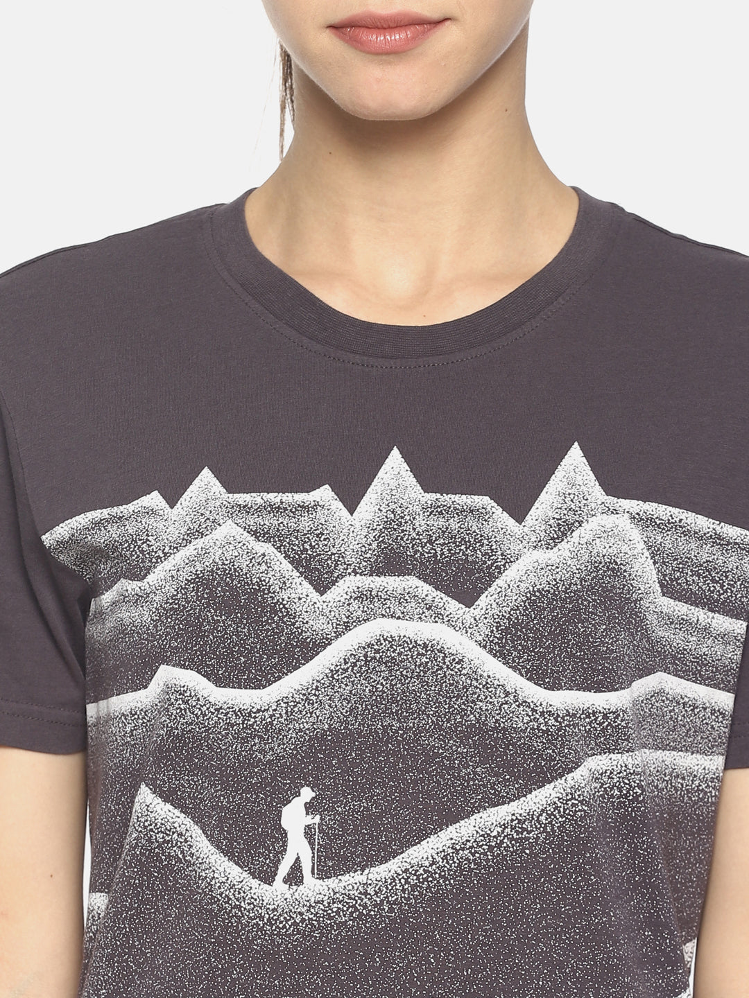 Wolfpack Women Dark Grey Printed T-Shirt Wolfpack