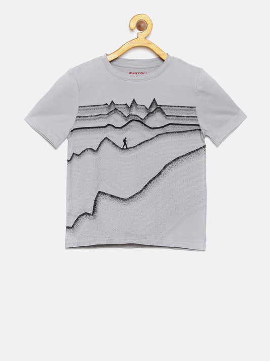 Wolfpack Boys Light Grey Printed T-Shirt Wolfpack