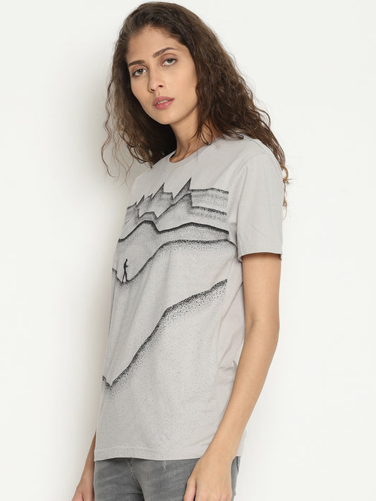 Wolfpack Women Light Grey Printed T-Shirt Wolfpack