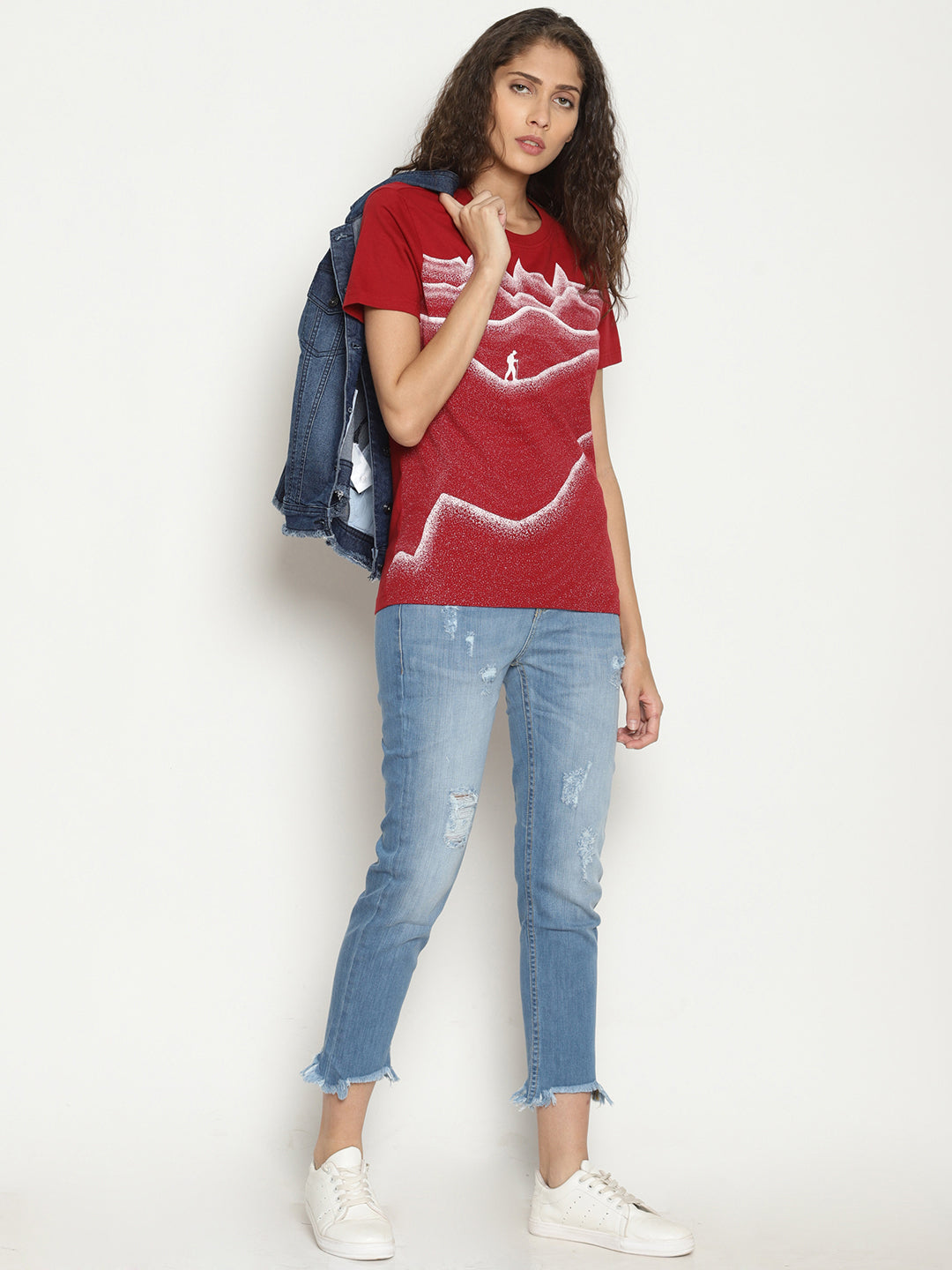 Wolfpack Women Red Printed T-Shirt Wolfpack