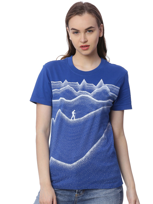 Wolfpack Women Royal Blue Printed T-Shirt Wolfpack