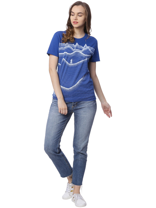 Wolfpack Women Royal Blue Printed T-Shirt Wolfpack