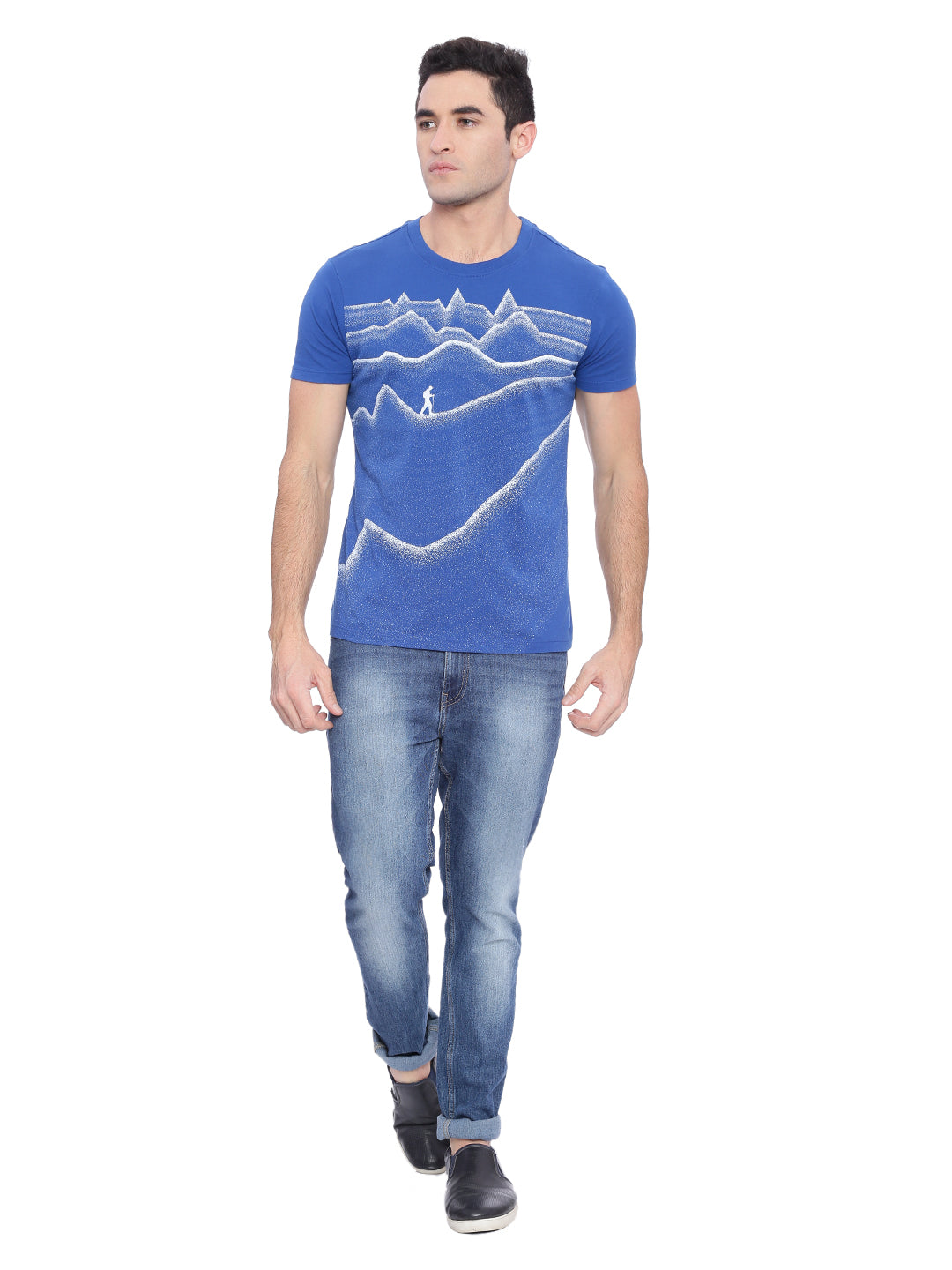 Wolfpack Men Royal Blue Printed T-Shirt Wolfpack