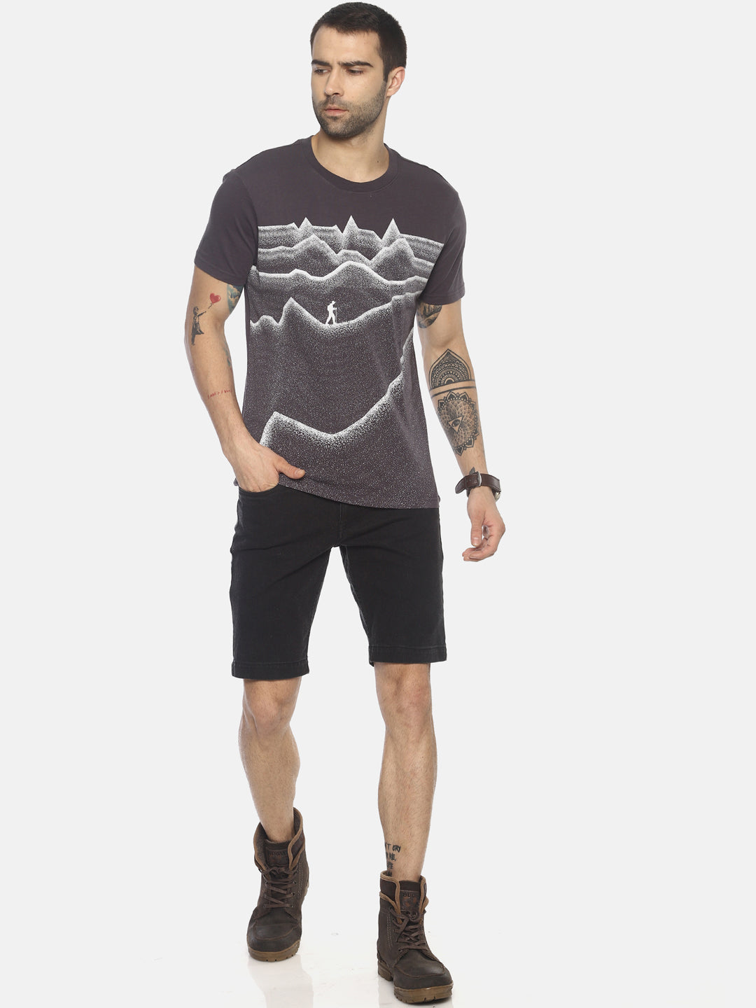 Wolfpack Men Dark Grey Printed T-Shirt Wolfpack