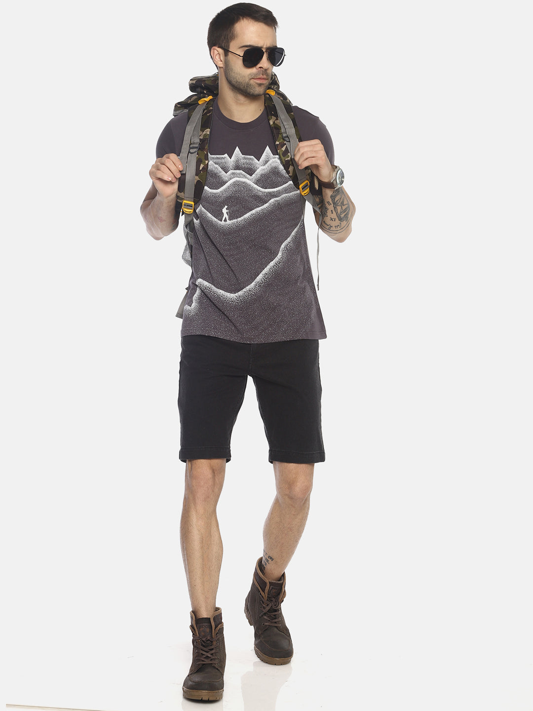 Wolfpack Men Dark Grey Printed T-Shirt Wolfpack