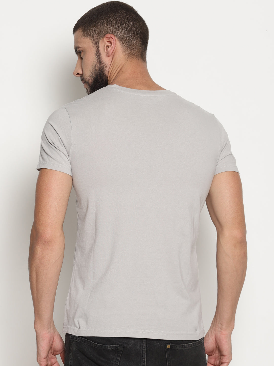 Wolfpack Men Light Grey Printed T-Shirt Wolfpack