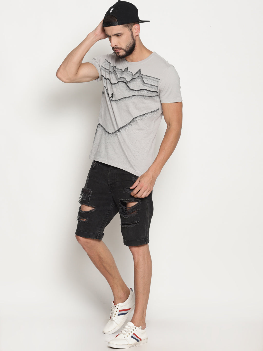 Wolfpack Men Light Grey Printed T-Shirt Wolfpack