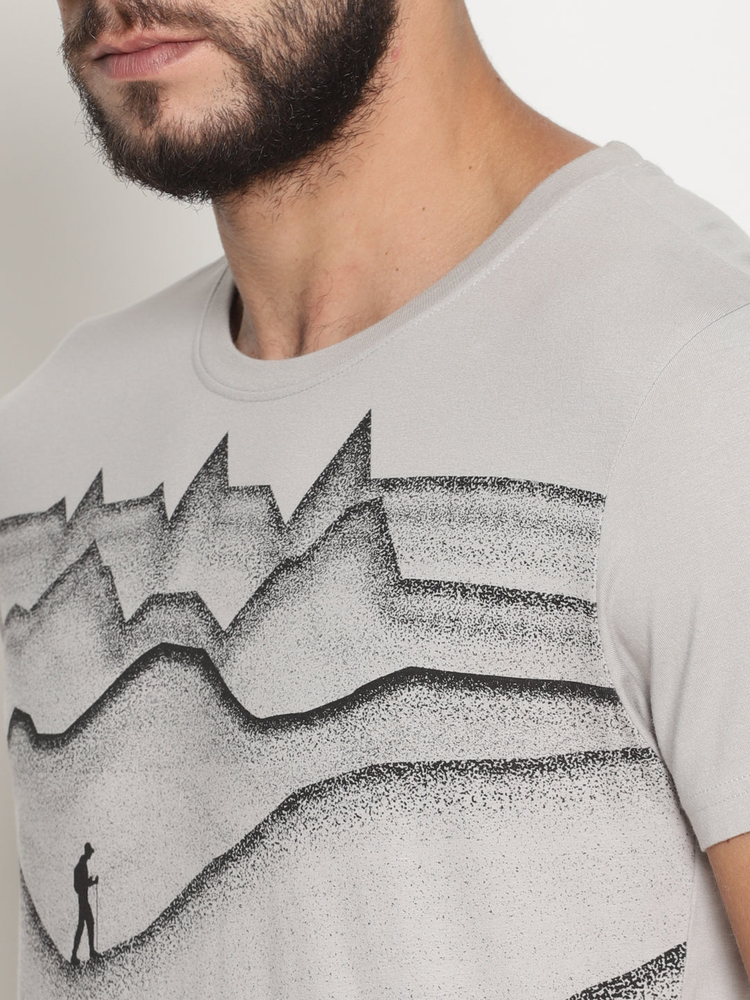 Wolfpack Men Light Grey Printed T-Shirt Wolfpack
