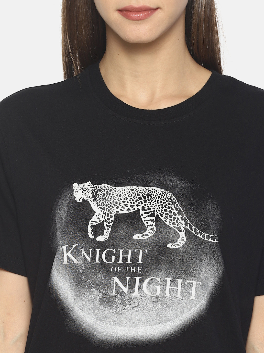 Wolfpack Women Black Printed T-Shirt Wolfpack