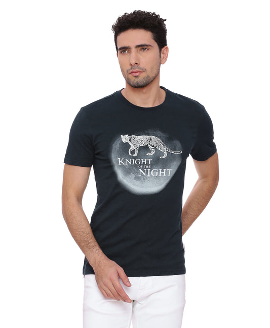 Wolfpack Men Navy Blue Printed T-Shirt Wolfpack