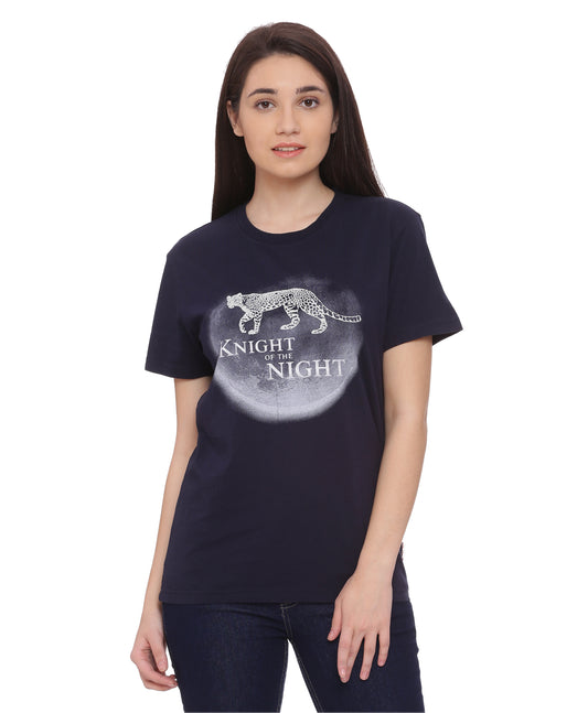 Wolfpack Women Navy Blue Printed T-Shirt Wolfpack