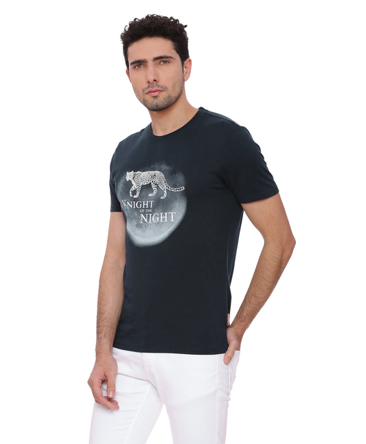 Wolfpack Men Navy Blue Printed T-Shirt Wolfpack