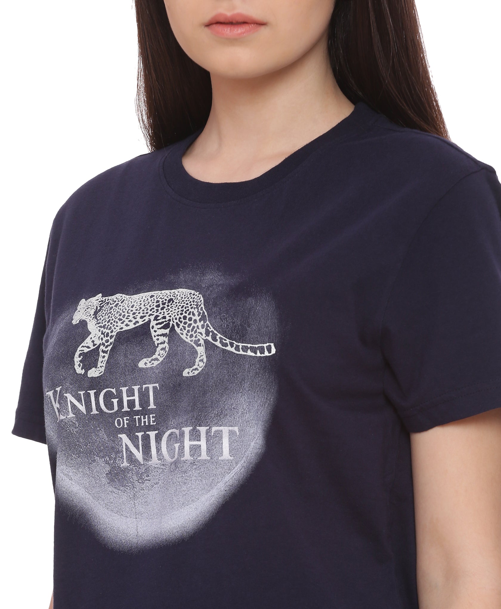 Wolfpack Women Navy Blue Printed T-Shirt Wolfpack