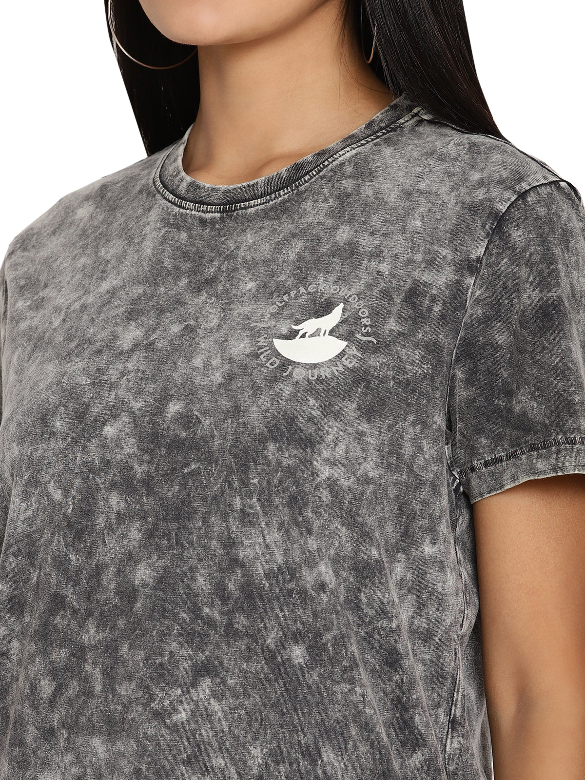 Wolfpack Lava Dye Ball Wash Black Women T-Shirt Wolfpack