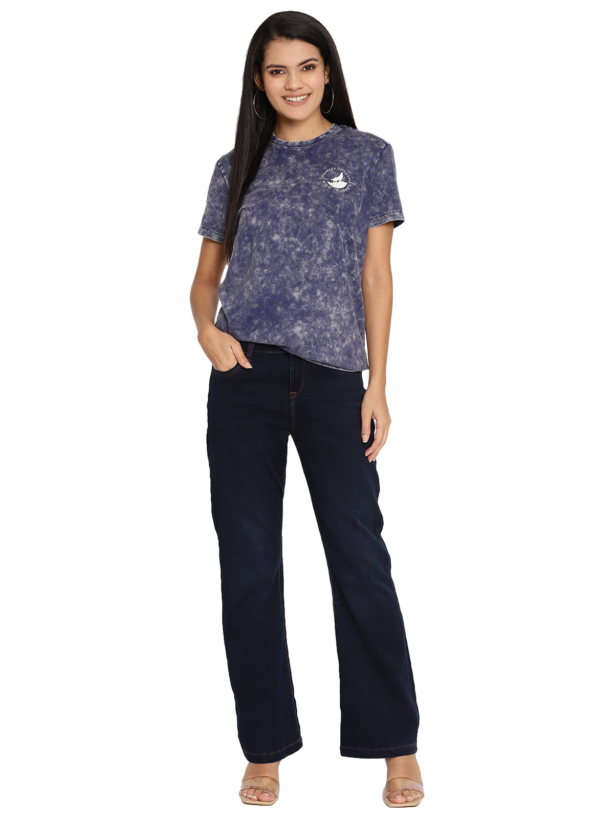 Wolfpack Lava Dye Ball Wash Navy Blue Women T-Shirt Wolfpack