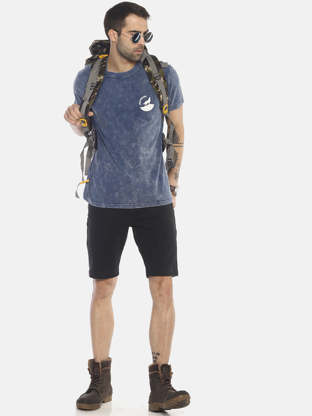 Wolfpack Men Blue Plain T-Shirt Wolfpack