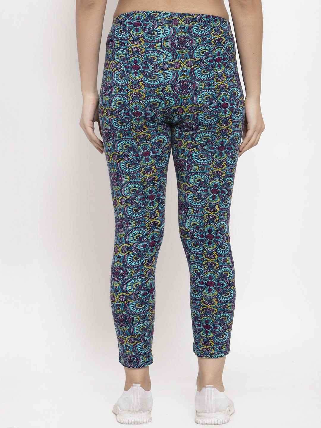 Wolfpack Women Blue Printed Ankle Length Leggings Wolfpack