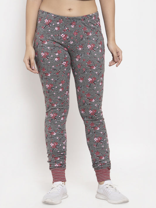 Wolfpack Women Dark Grey Printed Leggings Wolfpack