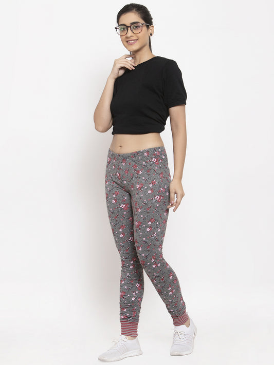 Wolfpack Women Dark Grey Printed Leggings Wolfpack